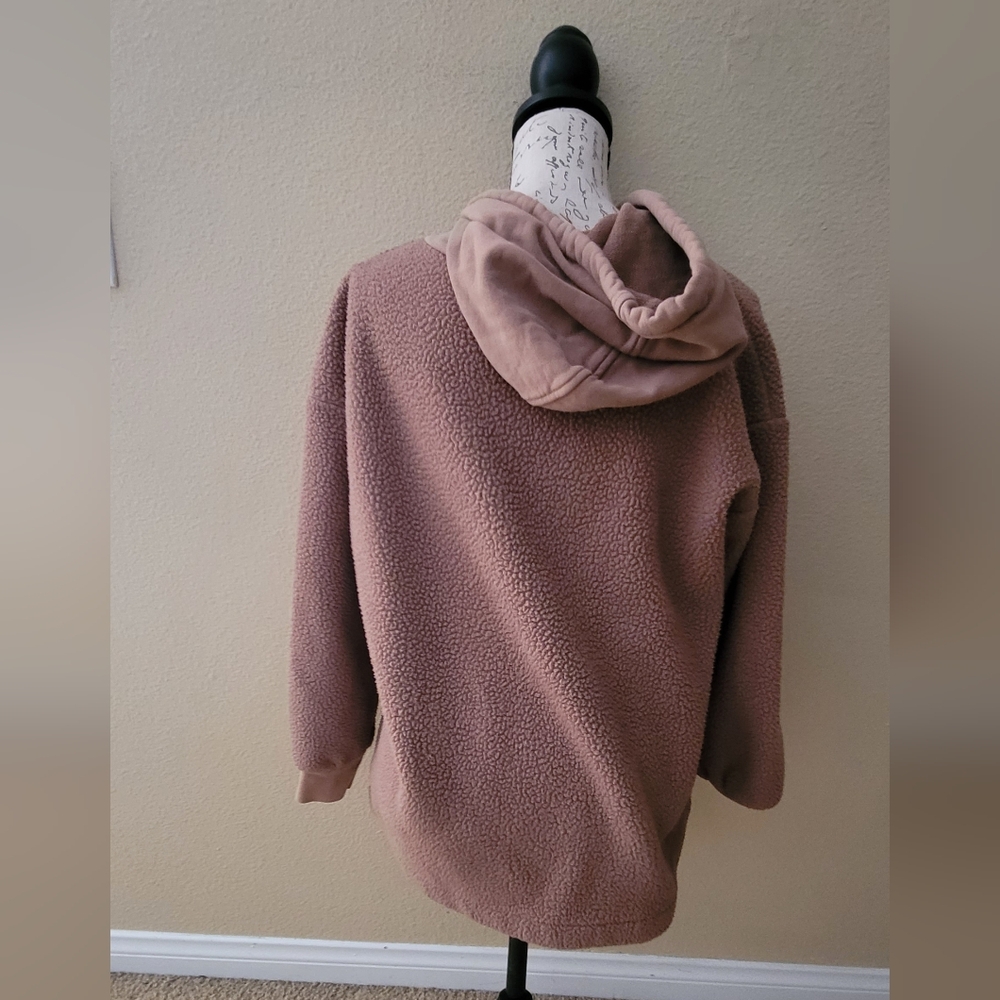 Madewell Balloon Long Sleeve Teddy Hooded Sweatshirt Women Size S Tan - Picture 3 of 4
